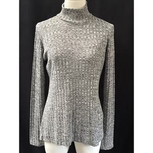 Women’s Kokoon Grey Stripe Textured Turtleneck Sz S